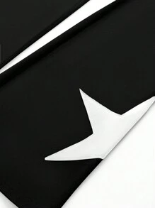 Lunelith SHEIN Lunessa Set de dos piezas de camiseta de manga corta en unicolor casual de verano y pantalones acampanados con estampado de pentágono