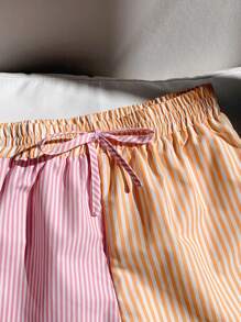 Comfortcana Women's Color Block Striped Drawstring Daily Casual Loose Comfortable Shorts - Multicolor - View 4