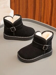 Autumn/Winter Children's Short Boots For Toddler Girls, Boys' Casual Boots, Baby Thickened Snow Boots, Big Kids' Shoes - Black - View 2