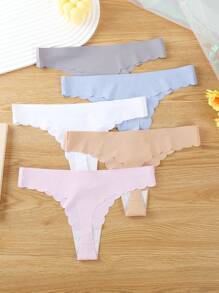 SHEIN Women's Seamless Printed Sexy Thong Panties , 5 Pcs - Multicolor - View 2