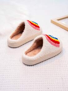 Kids' Cartoon Rainbow Winter Indoor Warm Slippers, Cute Baby Girls' Slippers