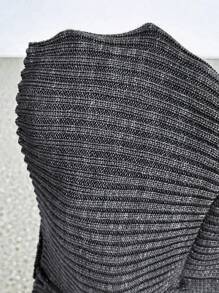 SHEIN Unity Suéter corto y sexy de hombros descubiertos para mujer, jersey de punto para otoño e invierno - Gris Oscuro - Ver 7