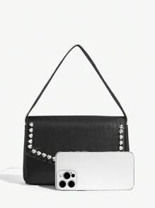 SHEIN BAE Women's Decorative Diamond Tote Bag, Suitable For Daily Wear - Black - View 2