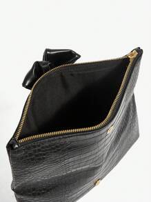 BizChic Women's Crocodile Print Clutch Bag With Bow Decoration - Black - View 7