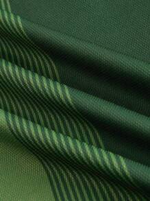Manfinity Homme Men's Plus Size Summer Striped Short-Sleeved Zipper Half-Placket Casual Polo Shirt - Green - View 5