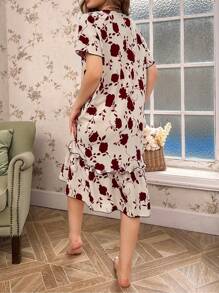 CottageSlumber Floral Print Frill Trim Pajama Night Long Dress, Moo Moo Sleep Dress - White - View 2