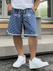 DAZY Quần short denim thêu mùa hè cho nam - Rửa trung bình - Xem 8