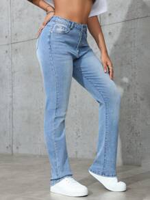 SHEIN EZwear Women's Loose Fit Casual Denim Jeans With Pockets