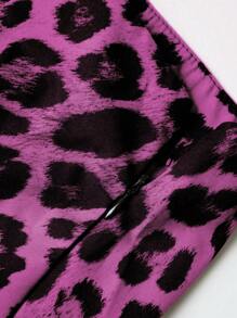 SHEIN LUNE Falda larga casual de estampado de leopardo con corte aleatorio para mujer, de moda - Rosa Fucsia - Ver 3