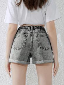 SHEIN 少女牛仔短褲(L號) - 深灰色 - 查看 2
