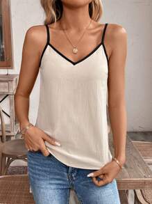 SHEIN LUNE Áo hai dây màu khối thường ngày mùa hè dành cho nữ - Nhiều màu - Xem 6