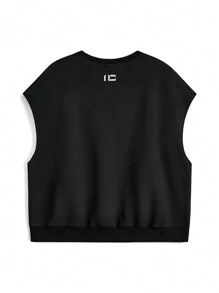 Manfinity VCAY Men's Knitted Street Style Air Layer Vest, Loose Fit, 3M Reflective Print, Suitable For Summer Fashion - Black - View 10