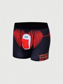 1pc Men's Simple Printed Daily Boxer Shorts - Multicolor - View 6