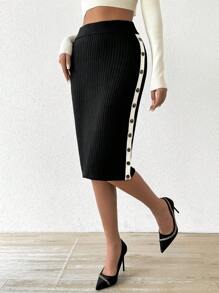Calvaya Jupe-pull boutonnée simple pour un port quotidien pour femmes