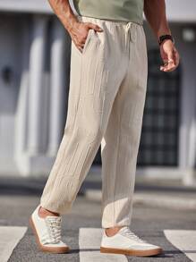 Manfinity VCAY Men's Knitted Overall Casual Long Mid-Rise Trousers, Suitable For Autumn And Winter - Apricot - View 5