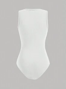 SHEIN 3 件套少女针织纯色无袖紧身衣 - 棕色 - 查看 4