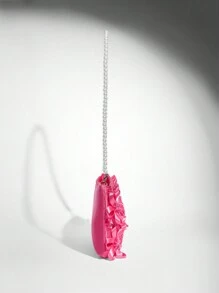 SHEIN BAE 鑲嵌珠片女士時尚立體花朵肩袋 - 玫紅色 - 查看 5