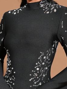 Rochie de seară formală pentru femei Modphy, cu mânecă lungă și model bandaj, de vară nouă, pentru femei - Negru - Vizualizare 8