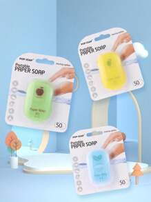 50 件户外旅行、露营和徒步旅行便携式纸肥皂、一次性肥皂、个人护理清洁皂、旅行必需品 - 彩色 - 查看 2