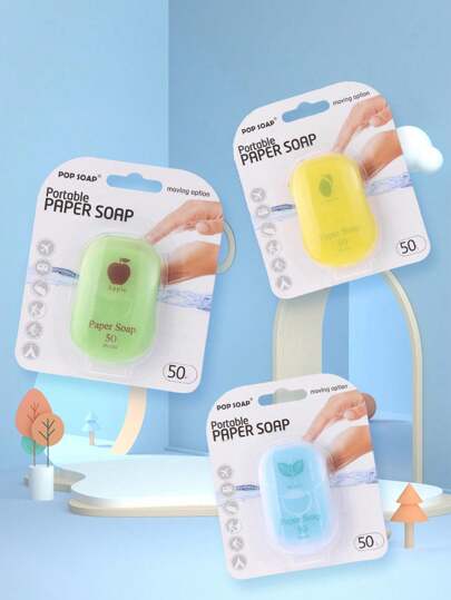 50pcs Outdoor Travel, Camping, And Hiking Portable Paper Soap, Disposable Soap, Personal Care Cleaning Soap,Travel Essentials