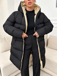 EURMUSE Doudoune Zippé À Capuche - Noir - Voir 6