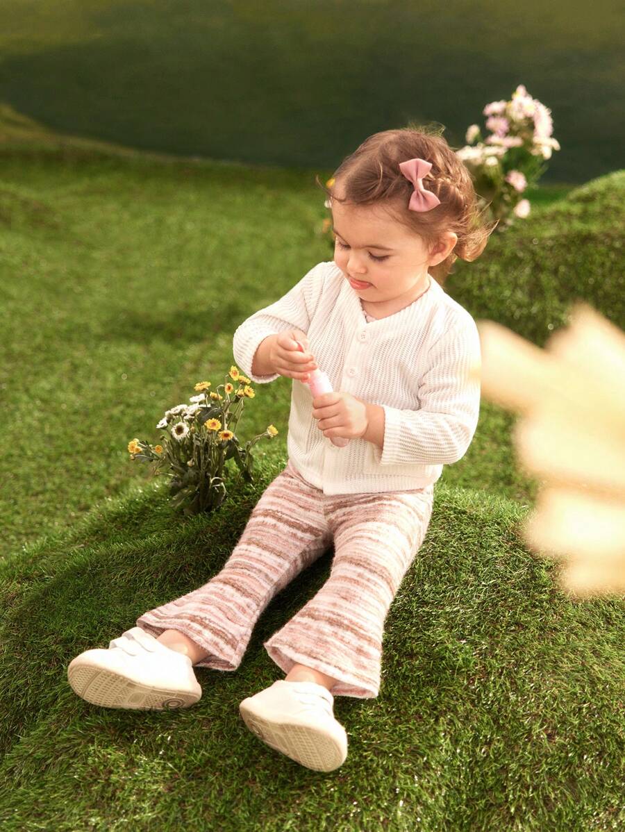SHEIN 3pcs Toddler Girls' Striped Outfits, Spring And Autumn Clothing Set - Multicolor - View 1
