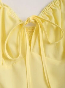 Sweetra 纯色高开叉休闲度假细肩带中长连衣裙女装