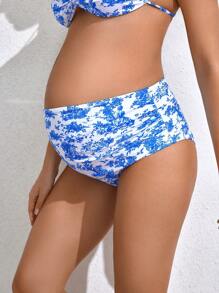SHEIN Bottom de traje de baño de maternidad, estampado aleatorio de verano