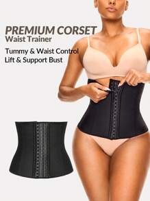 SHAPORA Shaping Waist Trainer Shapewear Body Shaper With Adjustable 3-Level Closure -Tummy Waist Control - Black - View 1