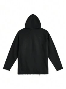 Manfinity VCAY Sudadera con capucha de punto para hombre con estilo callejero, logotipo impreso reflectante de 3M, hombros caídos y bordes anchos, adecuada para las estaciones de otoño e invierno - Negro - Ver 11