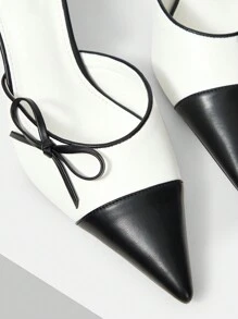 MOTF PREMIUM ZAPATOS DE TACÓN ALTO PUNTIAGUDOS CON DETALLE DE LAZO DE DOS TONOS ELEGANTES Y ELEGANTES PARA MUJER, PARA NAVIDAD, OTOÑO, AÑO NUEVO, DÍA DE SAN VALENTÍN