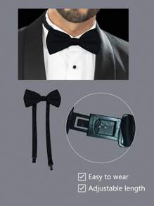 男士领结吊带套装、婚礼/演出吊带和吊带夹 - 黑色 - 查看 4