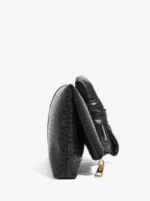 BizChic Women's Crocodile Print Clutch Bag With Bow Decoration - Black - View 5