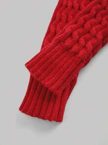 SHEIN MOD 圓領長袖露肩紅色毛衣，配上蝴蝶結 - 紅色 - 查看 5