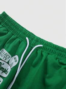 Manfinity EMRG Men's Summer Slogan Printed Round Neck Short Sleeve Casual T-Shirt And Drawstring Waist Shorts Set - Multicolor - View 6