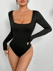 SHEIN PETITE 方領修身連體衣