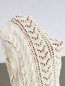 TRNVIE 性感蕾絲連帽針織上衣 - 杏色 - 查看 7