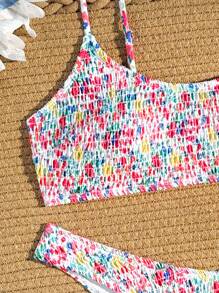 Swim Mod 女士夏季海滩碎花比基尼套装，随机印花，性感露背两件套比基尼套装