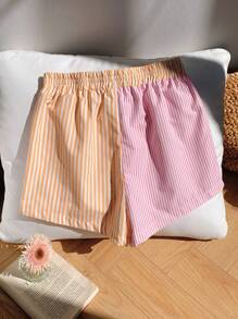 Comfortcana Women's Color Block Striped Drawstring Daily Casual Loose Comfortable Shorts - Multicolor - View 2