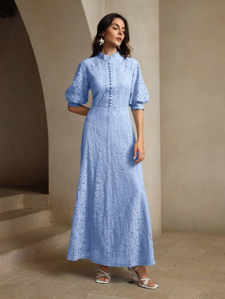 White Lace Short Sleeve Bodycon Long Holiday Casual Dress Maxi Women Outfit