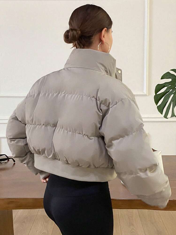 Solid Color Stand Collar Women Padded Coat,Winter Women Clothes,Padded Coat Women Jacket