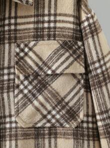 Kurtka dla nastoletnich dziewcząt w kratę, wełniana koszula z długim rękawem, wszechstronna do układania warstw lub jako odzież wierzchnia na wiosnę, jesień i zimę - Morela - Zobacz 6