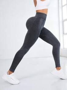 Gameset SHEIN Sport Calça Legging Esportiva Feminina Cinza Sem Costura Cintura Alta - Cinza - Visão 4