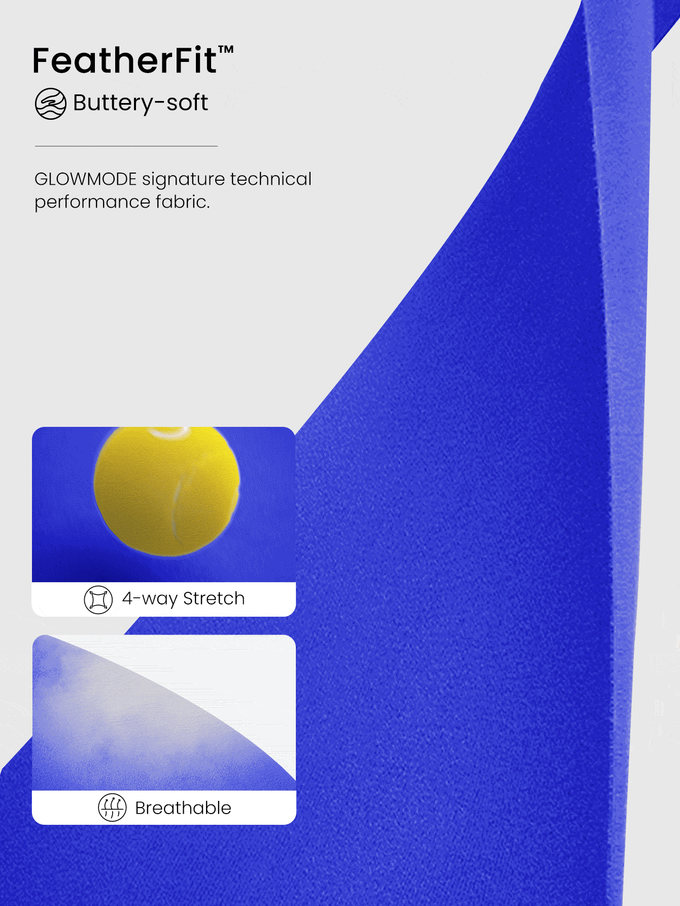 GLOWMODE FeatherFit™ Crossover Straps Curved Hem Sports Bra Tank Top Low Impact Yoga Daily - Royal Blue - View 5