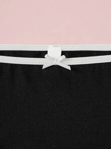 SHEIN 6pcs/Set Teen Girls' Simple Comfortable Removable Padding Camisole Bras With Bow Decor & Elastic Waist Triangular Panties