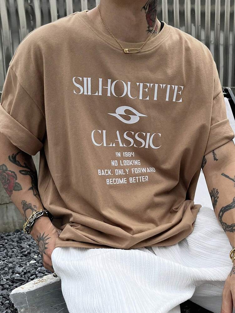 Men's Summer Slogan Printed Round Neck Short Sleeve Casual T-Shirt,Graphic Tees