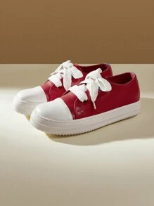 CUCCOO EASI Sneakers Casual Quotidiane Semplici A Blocchi Di Colore Da Donna, Adatte Per Ognissanti - Rosso - Visualizzare 6