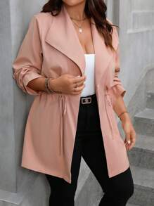 Vionelle Plus Size Women's Plain And Simple Everyday Long Sleeve Jacket Fall Winter Cloth For Women Autumn - Pink - View 4