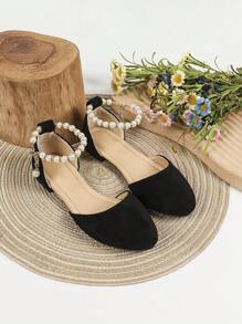 Nieuwe zomermode platte schoenen met puntige neus, tienermeisjes student grote maat casual lederen flats, witte puntige modieuze parelschoenen, comfortabele vrijetijdsschoenen