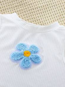 SHEIN Young Girls' Casual Embroidered Two-Piece Outfit - White - View 8